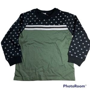 NWOT Green Black Strips Long Sleeve Tee Size 5
